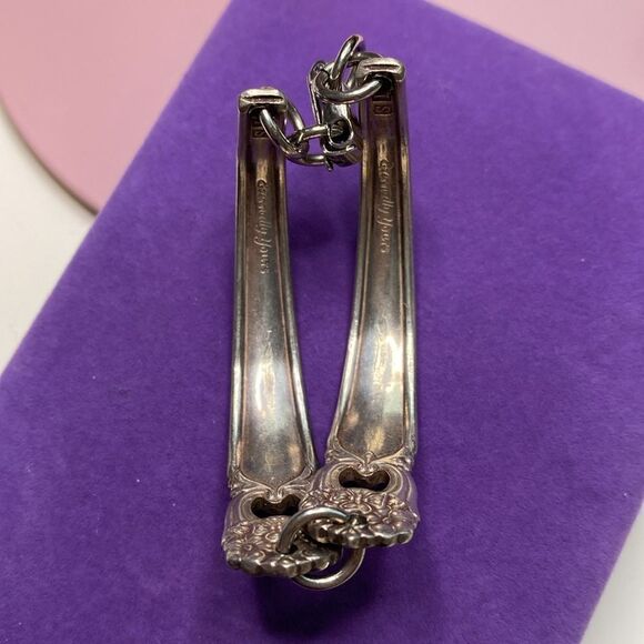 💛 Artisan Sterling Silver Plated Utensil Handle Bracelet - Picture 3 of 6